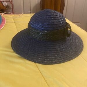 Navy blue and black straw hat very stylish